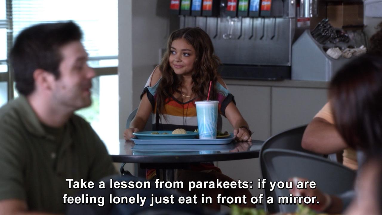 6. Take a lesson from parakeets: if you are feeling lonely just eat in front of a mirror.