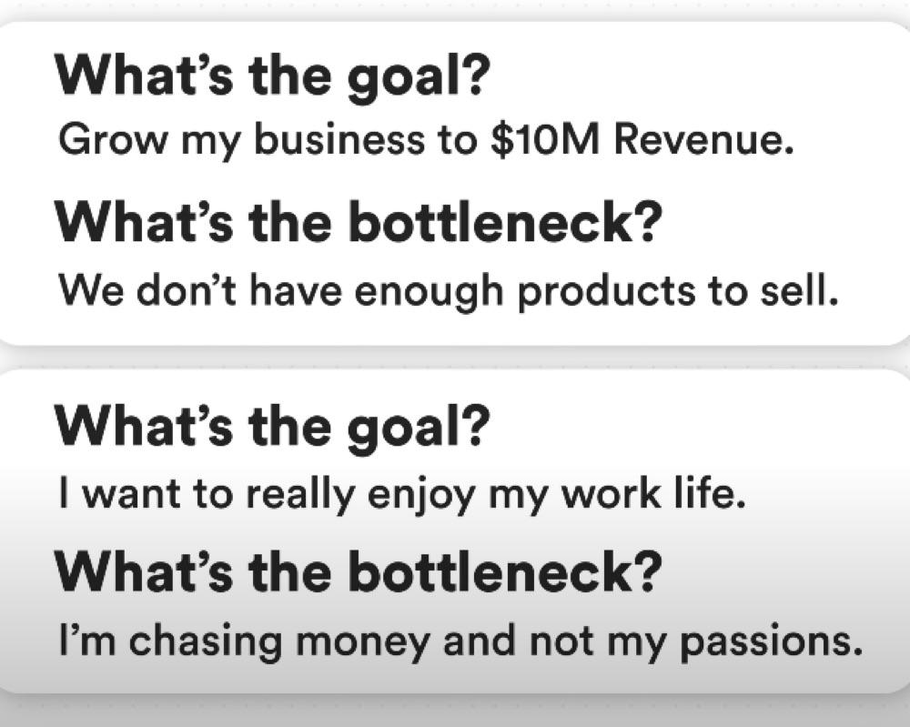 SOME EXAMPLES OF GOALS AND BOTTLENECKS