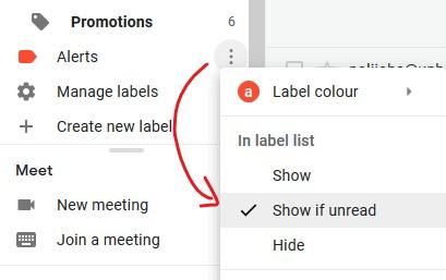 Show labels only if unread